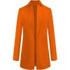 imageOmoone Womens Basic Stand Collar Slim Fit Jacket Pea Coat Notched Lapel Trench CoatOrange