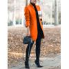 imageOmoone Womens Basic Stand Collar Slim Fit Jacket Pea Coat Notched Lapel Trench CoatOrange