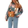 imageOmoone Womens Cropped Floral Quilted Jacket Cardigan Printed Lightweight Open Front Padded Puffer CoatBrown