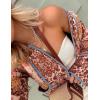imageOmoone Womens Cropped Floral Quilted Jacket Cardigan Printed Lightweight Open Front Padded Puffer CoatBrown