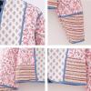 imageOmoone Womens Cropped Floral Quilted Jacket Cardigan Printed Lightweight Open Front Padded Puffer CoatPink