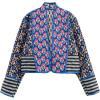 imageOmoone Womens Cropped Floral Quilted Jacket Cardigan Printed Lightweight Open Front Padded Puffer CoatRed