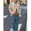 imageOmoone Womens Cropped Floral Quilted Jacket Cardigan Printed Lightweight Open Front Padded Puffer CoatWhite