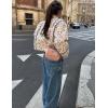 imageOmoone Womens Cropped Floral Quilted Jacket Cardigan Printed Lightweight Open Front Padded Puffer CoatWhite