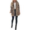 imageOmoone Womens Faux Fur Jackets Autumn Winter Leopard Coats Loose Fur Coat with PocketsBeigebrown
