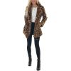 imageOmoone Womens Faux Fur Jackets Autumn Winter Leopard Coats Loose Fur Coat with PocketsBrown
