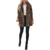 imageOmoone Womens Faux Fur Jackets Autumn Winter Leopard Coats Loose Fur Coat with PocketsBrown