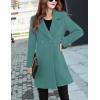 imageOmoone Womens Long Sleeve Slim Fit Warm Winter Wool Blend Pea Coat OvercoatCyan