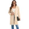 imageOmoone Womens Notched Lapel Wool Coats Mid Long Button Pea Coats Warm Thicken Trench JacketCream White