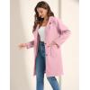 imageOmoone Womens Notched Lapel Wool Coats Mid Long Button Pea Coats Warm Thicken Trench JacketPink