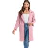 imageOmoone Womens Notched Lapel Wool Coats Mid Long Button Pea Coats Warm Thicken Trench JacketPink