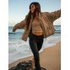 imageOmoone Womens Quilted Puffer Jacket Zip Up Oversized Lightweight Padded Down Coat OuterwearBrown