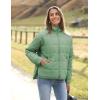 imageOmoone Womens Quilted Puffer Jacket Zip Up Oversized Lightweight Padded Down Coat OuterwearLightgreen