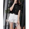 imageOmoone Womens Summer Short Sleeve Slim Crop Denim Trucker Jacket Jean Coat TopsBlack
