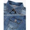 imageOmoone Womens Summer Short Sleeve Slim Crop Denim Trucker Jacket Jean Coat TopsDark Blue