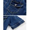 imageOmoone Womens Summer Short Sleeve Slim Crop Denim Trucker Jacket Jean Coat TopsDenim Blue