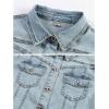imageOmoone Womens Summer Short Sleeve Slim Crop Denim Trucker Jacket Jean Coat TopsLight Blue