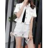 imageOmoone Womens Summer Short Sleeve Slim Crop Denim Trucker Jacket Jean Coat TopsWhite