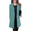 imageOmoone Womens Long Sleeve Slim Fit Warm Winter Wool Blend Pea Coat OvercoatCyan