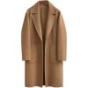 imageOmoone Womens Notched Lapel Wool Coats Mid Long Button Pea Coats Warm Thicken Trench JacketCamel