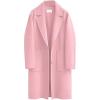 imageOmoone Womens Notched Lapel Wool Coats Mid Long Button Pea Coats Warm Thicken Trench JacketPink