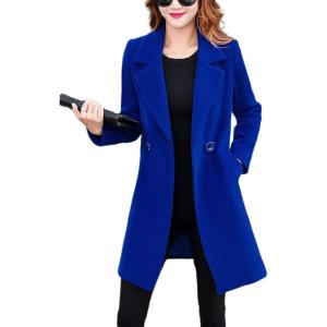 imageOmoone Womens Long Sleeve Slim Fit Warm Winter Wool Blend Pea Coat OvercoatRoyalblue