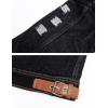 imageOmoone Mens Faux Fur Collar Sherpa Fleece Lined Distressed Denim Trucker JacketBlack