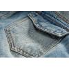 imageOmoone Mens Faux Fur Collar Sherpa Fleece Lined Distressed Denim Trucker JacketBlue