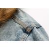 imageOmoone Mens Faux Fur Collar Sherpa Fleece Lined Distressed Denim Trucker JacketBlue