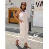 imageOmoone Women Sleeveless Cotton Straps Baggy Jumpsuit Overalls Casual Summer Bib Rompers PocketsApricot