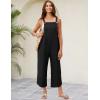 imageOmoone Women Sleeveless Cotton Straps Baggy Jumpsuit Overalls Casual Summer Bib Rompers PocketsBlack