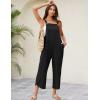 imageOmoone Women Sleeveless Cotton Straps Baggy Jumpsuit Overalls Casual Summer Bib Rompers PocketsBlack
