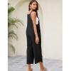 imageOmoone Women Sleeveless Cotton Straps Baggy Jumpsuit Overalls Casual Summer Bib Rompers PocketsBlack