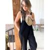 imageOmoone Women Sleeveless Cotton Straps Baggy Jumpsuit Overalls Casual Summer Bib Rompers PocketsBlack
