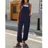 imageOmoone Women Sleeveless Cotton Straps Baggy Jumpsuit Overalls Casual Summer Bib Rompers PocketsBlue