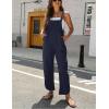 imageOmoone Women Sleeveless Cotton Straps Baggy Jumpsuit Overalls Casual Summer Bib Rompers PocketsBlue
