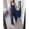 imageOmoone Women Sleeveless Cotton Straps Baggy Jumpsuit Overalls Casual Summer Bib Rompers PocketsBlue