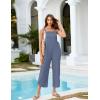 imageOmoone Women Sleeveless Cotton Straps Baggy Jumpsuit Overalls Casual Summer Bib Rompers PocketsBlue Grey