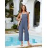 imageOmoone Women Sleeveless Cotton Straps Baggy Jumpsuit Overalls Casual Summer Bib Rompers PocketsBlue Grey