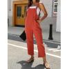imageOmoone Women Sleeveless Cotton Straps Baggy Jumpsuit Overalls Casual Summer Bib Rompers PocketsBrick Red