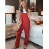 imageOmoone Women Sleeveless Cotton Straps Baggy Jumpsuit Overalls Casual Summer Bib Rompers PocketsBrick Red