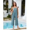 imageOmoone Women Sleeveless Cotton Straps Baggy Jumpsuit Overalls Casual Summer Bib Rompers PocketsCyan