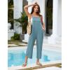 imageOmoone Women Sleeveless Cotton Straps Baggy Jumpsuit Overalls Casual Summer Bib Rompers PocketsCyan