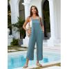 imageOmoone Women Sleeveless Cotton Straps Baggy Jumpsuit Overalls Casual Summer Bib Rompers PocketsCyan