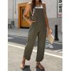 imageOmoone Women Sleeveless Cotton Straps Baggy Jumpsuit Overalls Casual Summer Bib Rompers PocketsGreen