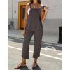 imageOmoone Women Sleeveless Cotton Straps Baggy Jumpsuit Overalls Casual Summer Bib Rompers PocketsGrey