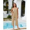 imageOmoone Women Sleeveless Cotton Straps Baggy Jumpsuit Overalls Casual Summer Bib Rompers PocketsTan