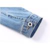 imageOmoone Womens 34 Sleeve Cropped Stretch Slim Denim Trucker Jacket Jean Coats TopsDenim Blue