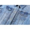 imageOmoone Womens 34 Sleeve Cropped Stretch Slim Denim Trucker Jacket Jean Coats TopsDenim Blue