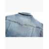imageOmoone Womens 34 Sleeve Cropped Stretch Slim Denim Trucker Jacket Jean Coats TopsLight Blue